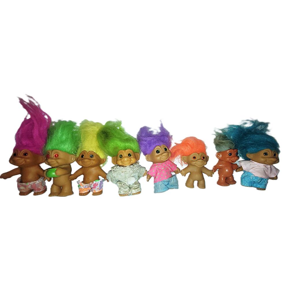 (2S) Eight Various Vintage Troll Doll Characters, Dressed & Not Dressed~Lot of 8